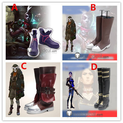 League of Legends Arcane Caitlyn Ekko Purple Brown Cosplay Boots Shoes
