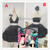 Vocaloid Miku Hatsune Luka Megurine Magnet Black Lolita Dress Gown Cosplay Costume