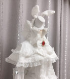 Vocaloid Hatsune Miku White Bunny Rabbit Lolita Gown Cosplay Costume