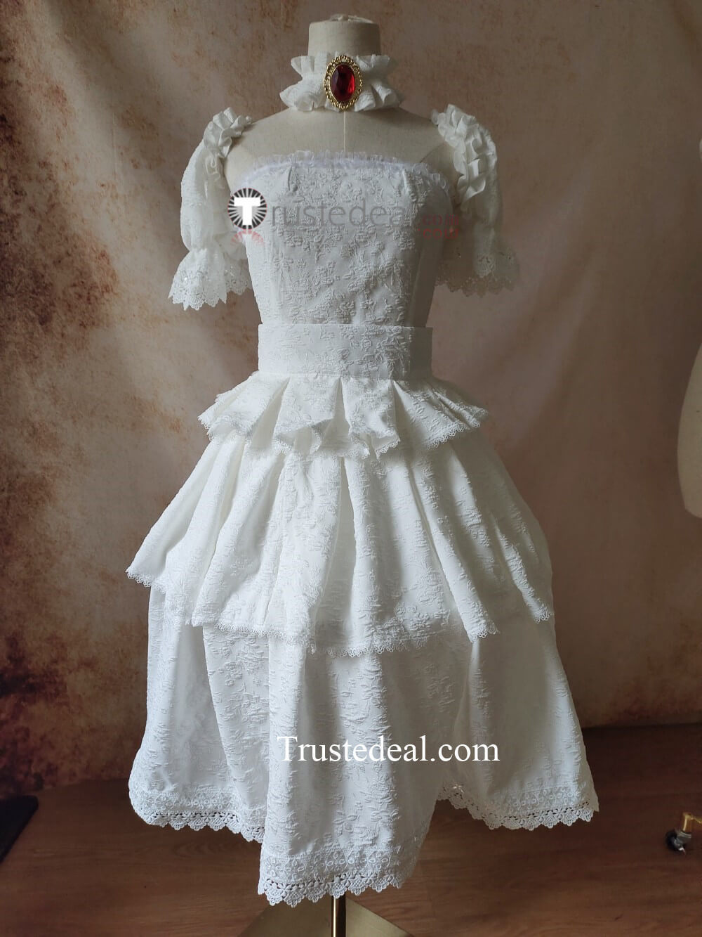 Super Mario Bros Princess Boo Booette White Lolita Dress Cosplay Costume