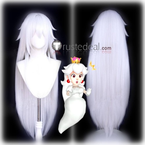 Super Mario Bros Princess Boo Booette White Thickened Hair Cosplay Wig