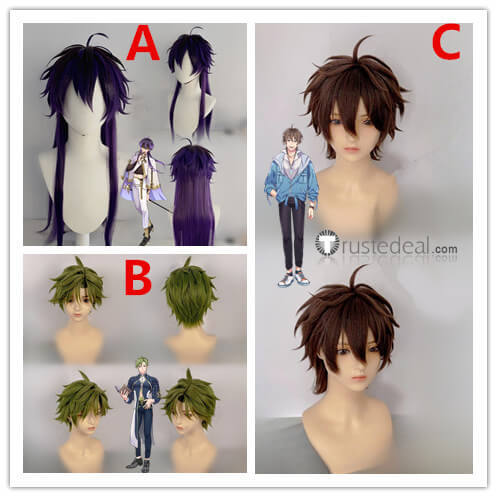 NU Carnival Rin Olivine Eight Brown Purple Green Prestyled Cosplay Wig