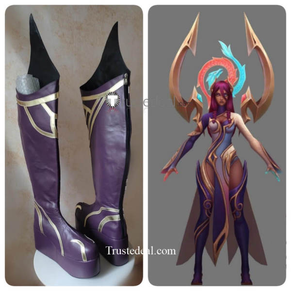 Commission League of Legends LOL Tranquility Dragon Karma Cosplay Boots Shoes