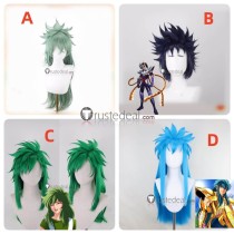 Saint Seiya Kraken Isaak Phoenix Ikki Andromeda Shun Aquarius Camus Blue Green Prestyled Cosplay Wig