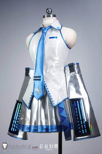 Vocaloid Original Hatsune Miku Snow Miku Cosplay Costume Patent Leather