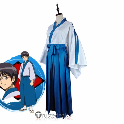 Gintama Shimura Shinpachi Blue Kimono Yukata Cosplay Costume 2