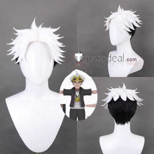Pokemon Pocket Monsters Silver Iris Ein Roxanne Guzma White Black Purple Red Prestyled Cosplay Wig