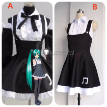 Vocaloid Project DIVA F 2nd Miku Gothic Black White Cosplay Costume
