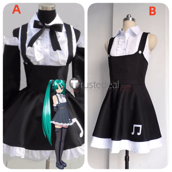 Vocaloid Project DIVA F 2nd Miku Gothic Black White Cosplay Costume