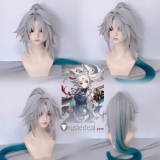 Commission Honkai Star Rail Feixiao Fugue Tingyun Sampo Blue Silver Ponytail Prestyled Cosplay Wig