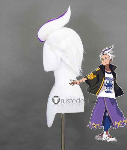 Pokemon Scarlet and Violet Drayton Kakitsubata Sun and Moon Hau Pokemon ReBurst Ryouga Prestyled Green White Cosplay Wig