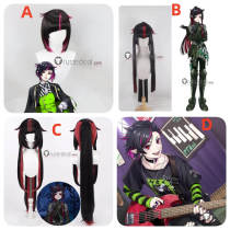 Commission Disney Twisted-Wonderland Lilia Vanrouge Right General's Armor Rock Black Red Pink Styled Cosplay Wig