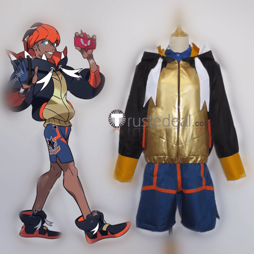 Pokemon Sword and Shield Gym Leader Raihan Blue Black White Cosplay Costume