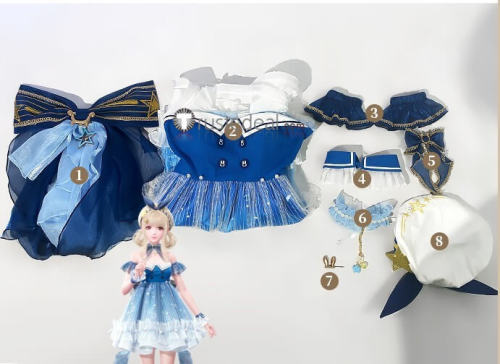 Infinity Nikki Bubbly Voyage Summer Outfit Blue Lolita Dress Cosplay Costume