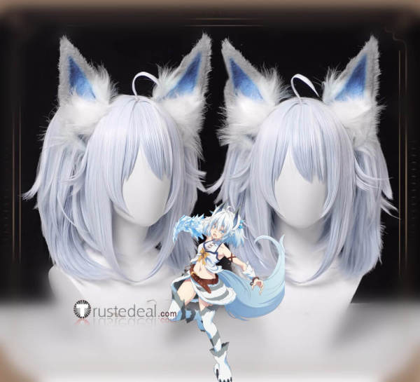 Kaiyari Kaifuku Jutsushi no Yarinaoshi Redo of Healer Setsuna Blue White Ponytails Cosplay Wig