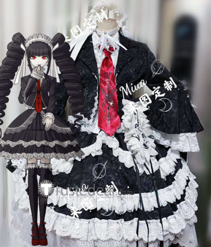 Danganronpa Celestia Ludenberg Lolita Dress Black White Lace Cosplay Costume