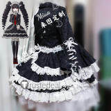 Danganronpa Celestia Ludenberg Lolita Dress Black White Lace Cosplay Costume
