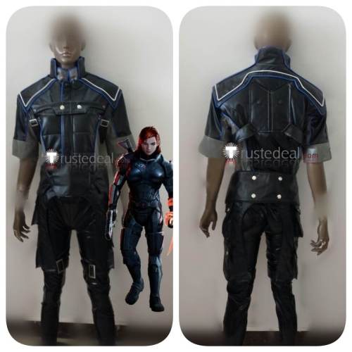 Mass Effect 3 Female Commander Shepard Blue Black Cosplay Costume