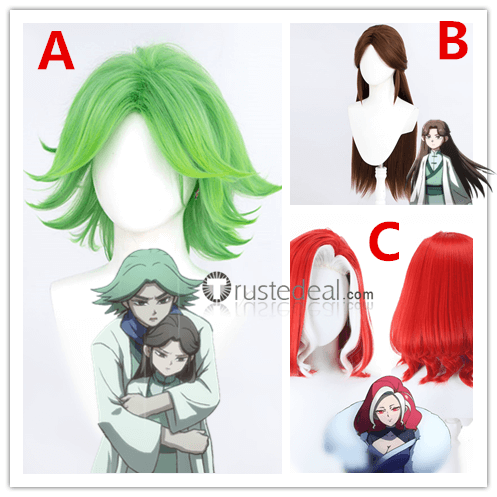 Scissor Seven Redtooth Chairman Jiang Manjusaka Red Styled Brown Green Cosplay Wig