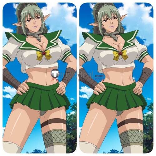 Queen's Blade Echidna Green White School Uniform Cosplay Costume
