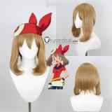 Pokemon Trainer May Haruka Whitney Pink Brown Styled Cosplay Wig
