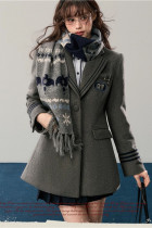 Kyouko & Harry Potter Collaborated Slytherin Hufflepuff Ravenclaw Gryffindor Quilted Wool Suit Coat Jacket