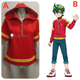 Digimon Universe Appli Monsters Shinkai Haru Red Coat Cosplay Costume