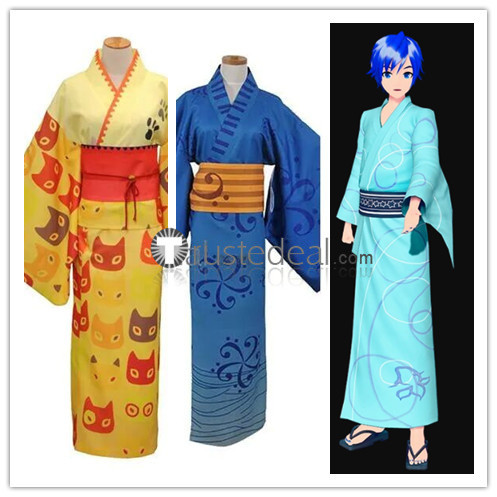 Vocaloid Project DIVA Rin Len Kagamine Kaito Yukata Style Kimono Cosplay Costume