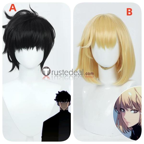 Solo Leveling Cheng Xiaoyu Sung Jin-Woo Cha Hae-In Blonde Black Cosplay Wig