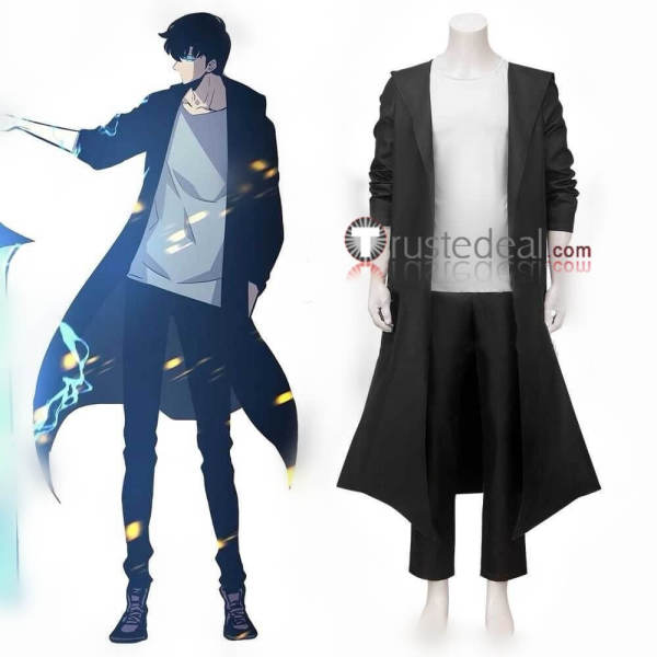 Solo Leveling Cheng Xiaoyu Sung Jin-Woo Black Cosplay Costume