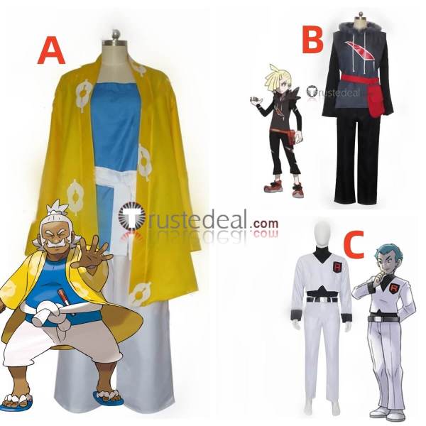 Pokemon Sun and Moon Team Skull Gladion Hala Team Rock Archer Cosplay Costume