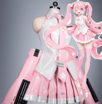 Vocaloid Hatsune Miku Sakura Miku Pink Cosplay Costume Patent Leather