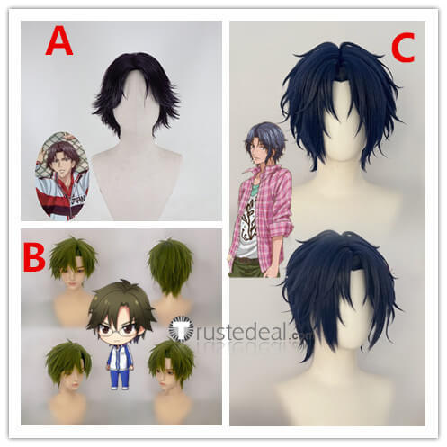 Prince of Tennis Tezuka Kunimitsu Seiichi Yukimura Keigo Atobe Purple Green Blue Styled Cosplay Wig