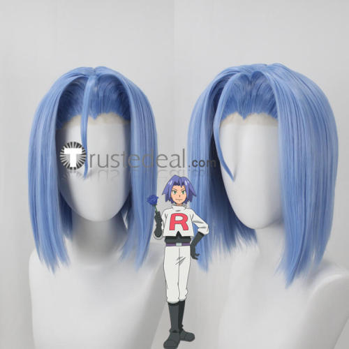 Pokemon Team Rocket James Jessie Pink Purple Blue Styled Cosplay Wig