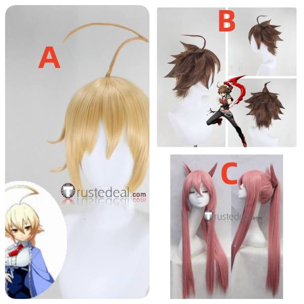 BLAZBLUE Kokonoe Mercury Es Mitsurugi Naoto Kurogane Brown Blonde Pink Styled Cosplay Wig