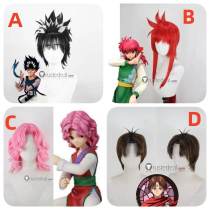 YuYu Hakusho Kurama Hiei Genkai Koenma Pink Red Black Styled Cosplay Wig