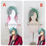 The Legend of Heroes McBurn Green Blue Pink Styled Cosplay Wig