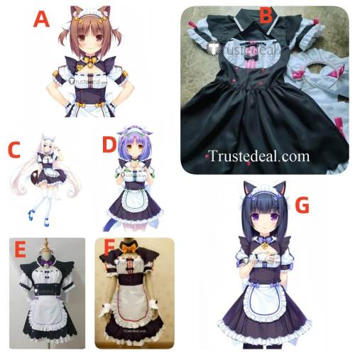 Nekopara Chocola Vanilla Shigure Azuki Maple Cinnamon Coconut Black White Maid Cosplay Costumes