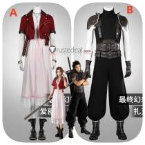 Final Fantasy VII Remake Aerith Gainsborough Zack Fair Cosplay Costume