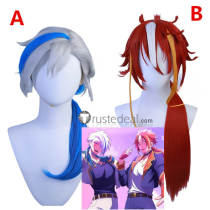 Underground Idol Mika Luca Red Blue White Ponytail Cosplay Wig Unstyled