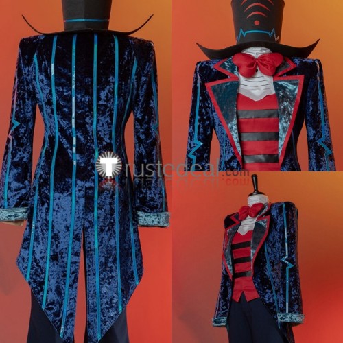 Hazbin Hotel Vox Blue Red Cosplay Costume Velvet 2