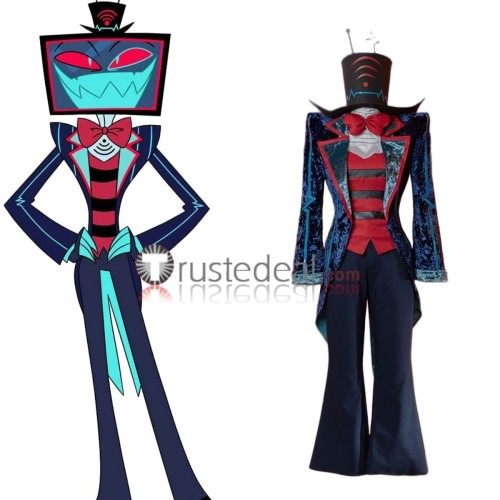 Hazbin Hotel Vox Blue Red Cosplay Costume Velvet 2