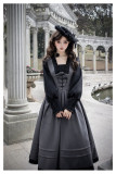 Withpuji Gray Black Fake Two Pieces Lolita Dress