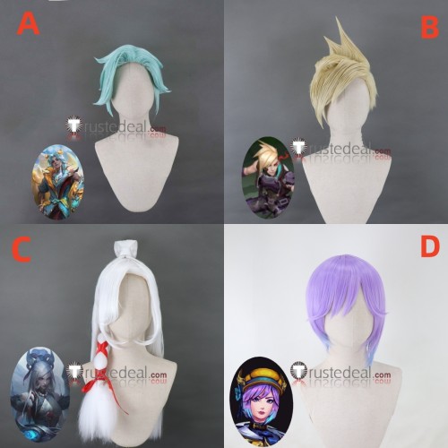 League of Legends LOL PsyOps Ezreal Prestige Heavenscale Soul Fighter Lux Purple Snow Moon Caitlyn White Styled Cosplay Wig
