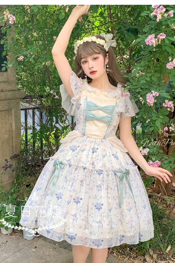 Withpuji Summer Flower Wall Lolita Dress