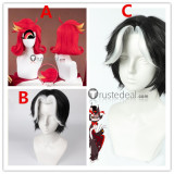 Hazbin Hotel Niffty Husk Black White Red Cosplay Wig