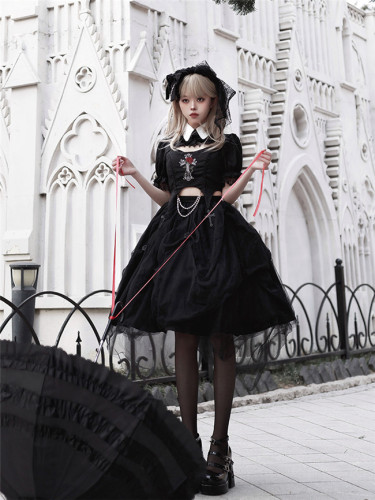 Roses Embroidery Gothic Lolita Top and Skirt