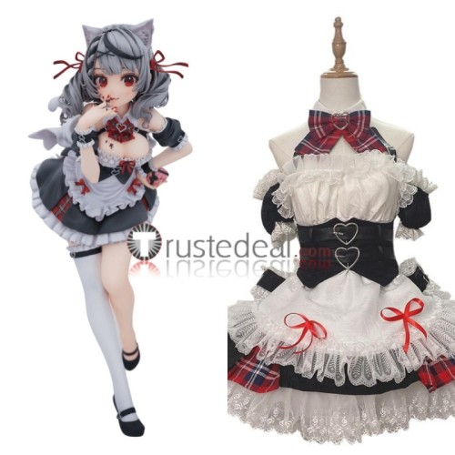 Vtuber Virtual YouTuber Sakamata Chloe Maid Outfit White Black Lolita Dress Cosplay Costume