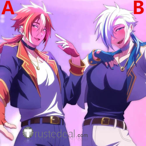 Commission Underground Idol Mika Luca Red Silver Styled Cosplay Wig