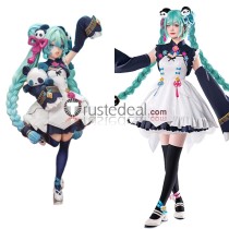 Vocaloid Hatsune Miku Modern China Version Panda Cheongsam Dress White Black Cosplay Costume